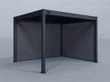 10'x12' Suprema Pergola, Slate Louver with (1) 10' and (1) 12' Pebble Grey Privacy Walls