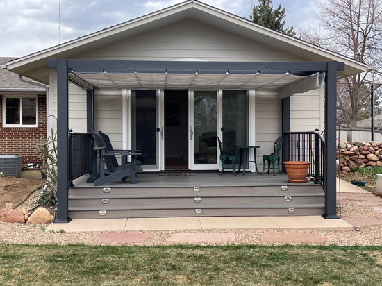 User generated image of a custom pergola on their deck.