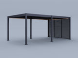 12'x20' Suprema Pergola, Slate Gray, Lighting with (3) 12' Fixed Horizontal Deco Panels