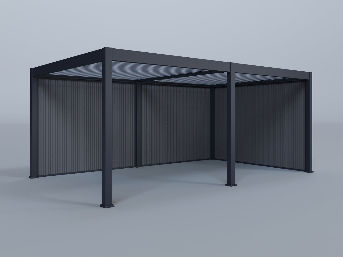 12'x20' Lugano Pergola with (2) 10' and (1) 12' Pebble Grey Privacy Walls