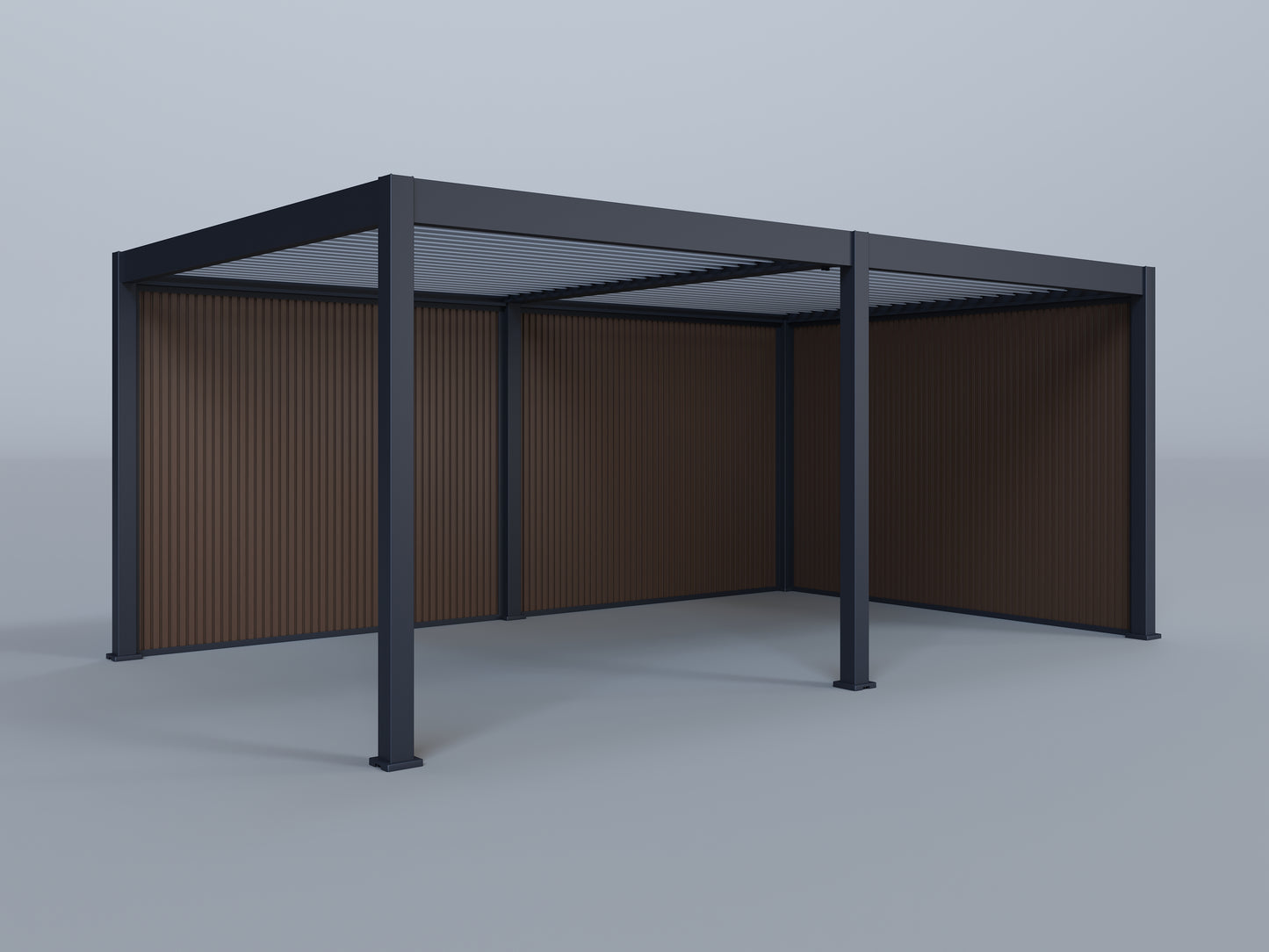 12'x20' Lugano Pergola with (2) 10' and (1) 12' Teak Privacy Walls