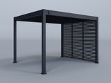 10'x12' Suprema Pergola, Slate Gray with (3) 10' Fixed Horizontal Deco Panels