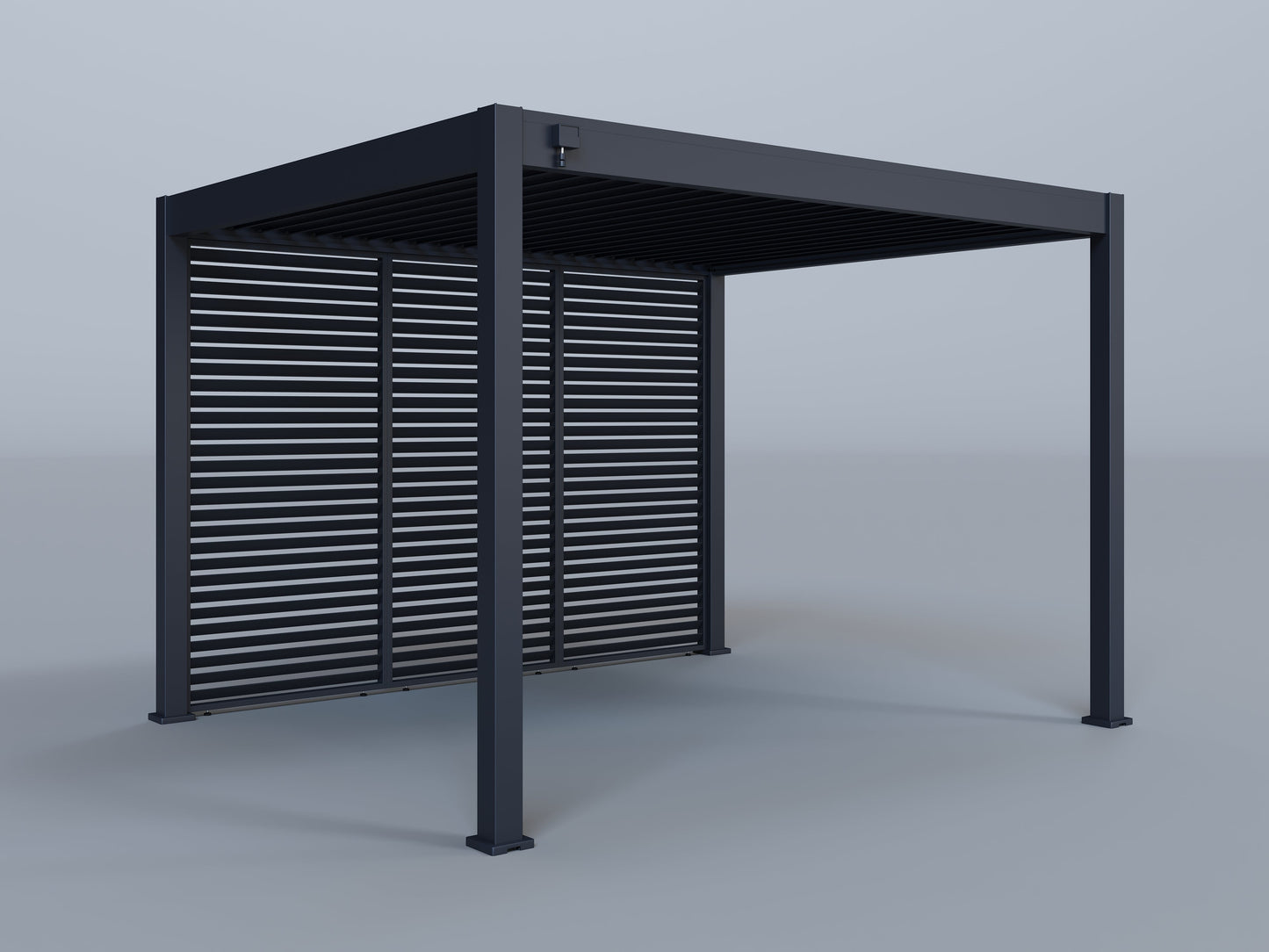 10'x12' Suprema Pergola, Slate Gray with (3) 12' Fixed Horizontal Deco Panels