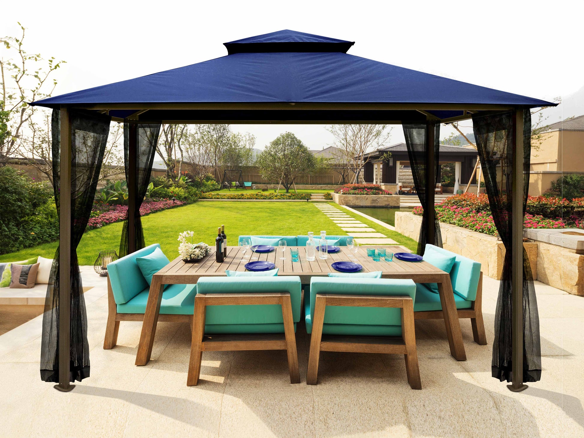 Barcelona 10'x12' Soft Top Gazebo with Mosquito Netting