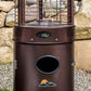 Close up of the Illume Patio Heater with digital control panel  in Hammered Bronze in backyard with rocks.