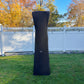 Elevate Propane Heater with cover in backyard durng fall