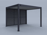 10'x12' Suprema Pergola, Light Gray Louver with (3) 12' Adjustable Horizontal Shutter Panels