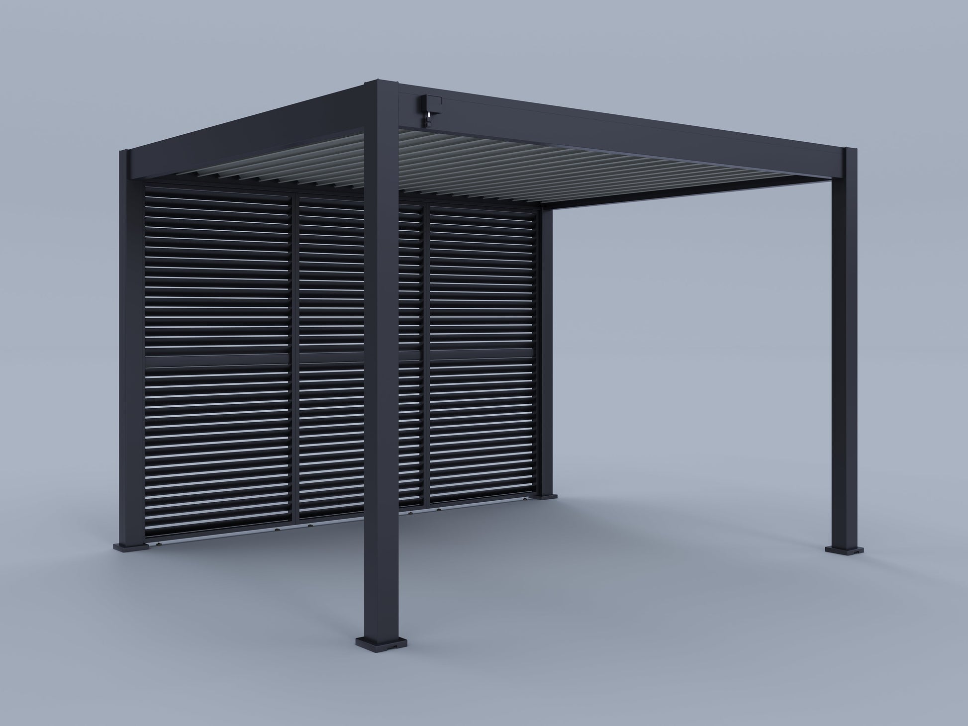 10'x12' Suprema Pergola, Light Gray Louver with (3) 12' Adjustable Horizontal Shutter Panels