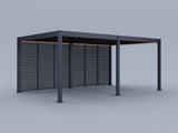 12'X20' Suprema Pergola, Slate Gray, Lighting with (6) 20' Fixed Horizontal Deco Panels