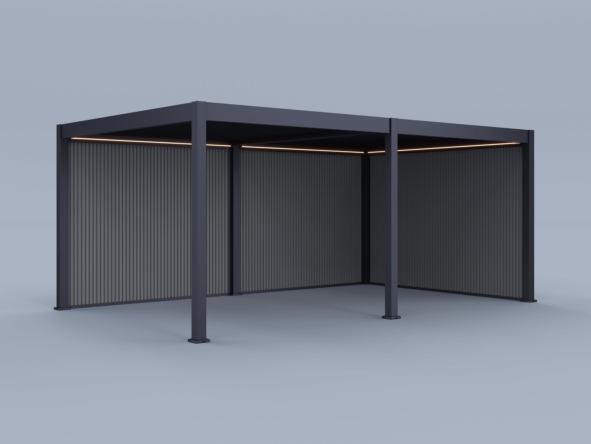 12'X20' Suprema Pergola, Slate Louver, Lighting with (2) 20' and (1) 1