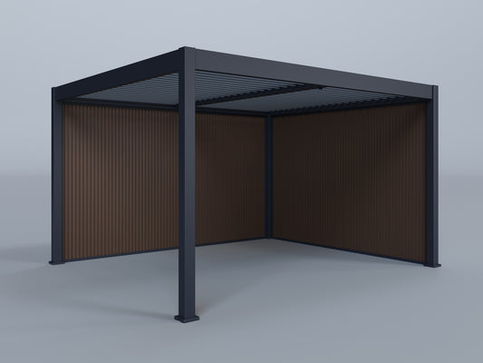 12'x14' Lugano Pergola with (1) 12' and (1) 14' Teak Privacy Walls