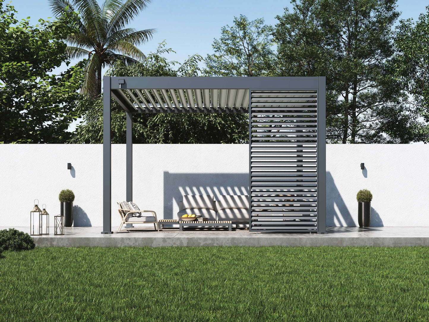 Single Horizontal Privacy Panel for Louvered Pergola