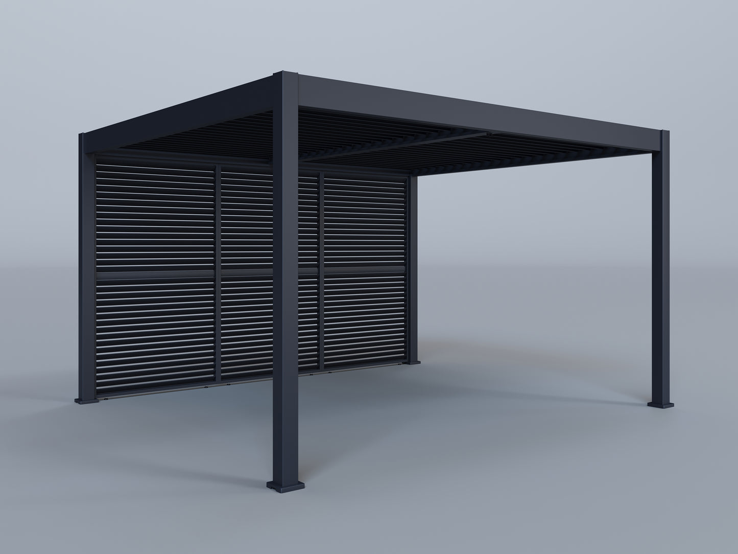 12'x14' Grand Tuscan Pergola with (3) 14' Adjustable Horizontal Shutter Panels