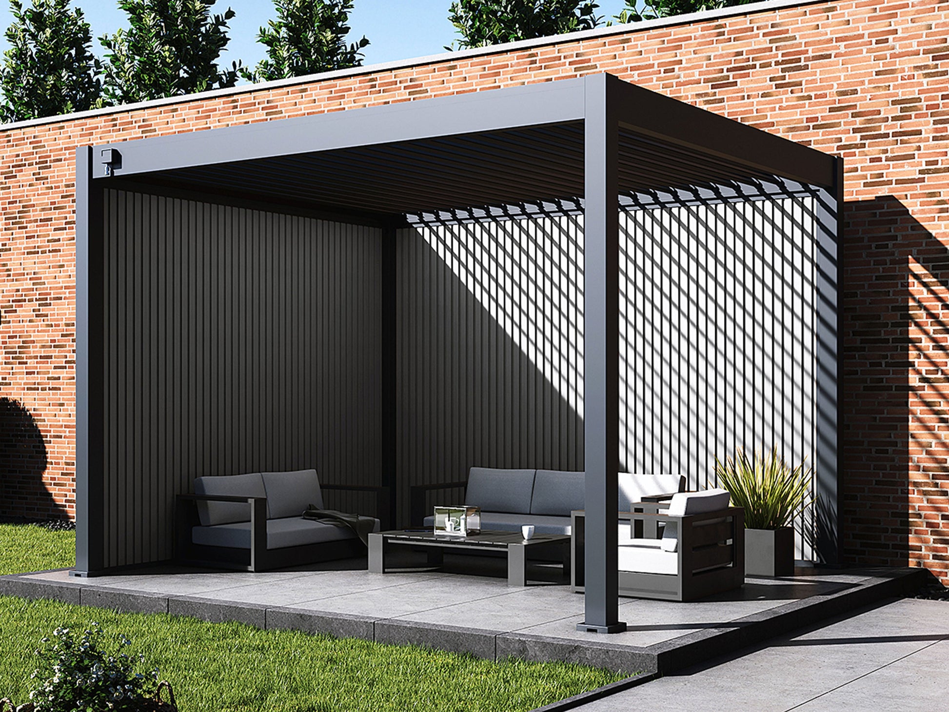 solid elements markise erfahrungen Privacy Wall for Louvered Pergola