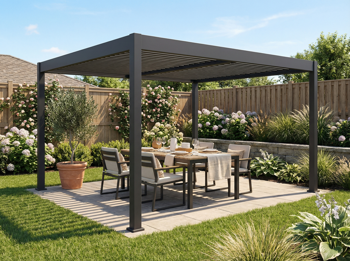 Grand Tuscan Louvered Pergola