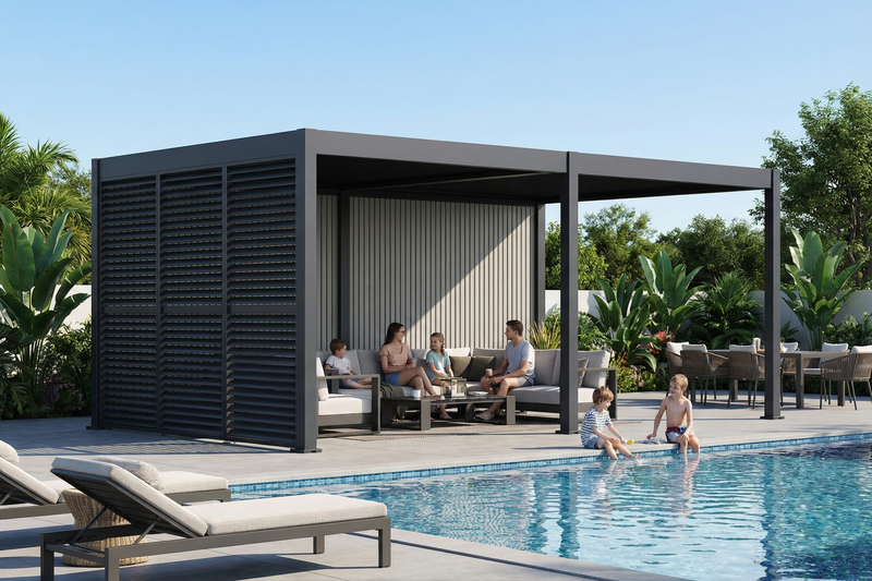 Suprema with Adjustable Shutter Panel and Privacy Wall