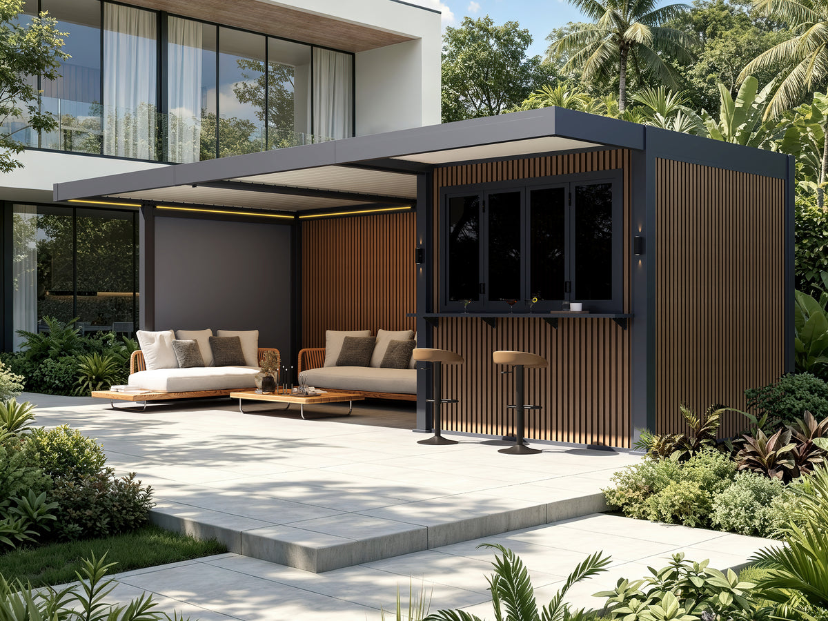 Single 8' Wind Screen for Riviera Louver Lounge