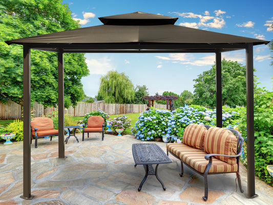 Barcelona Soft Top Gazebo in Gray Canopy Roof
